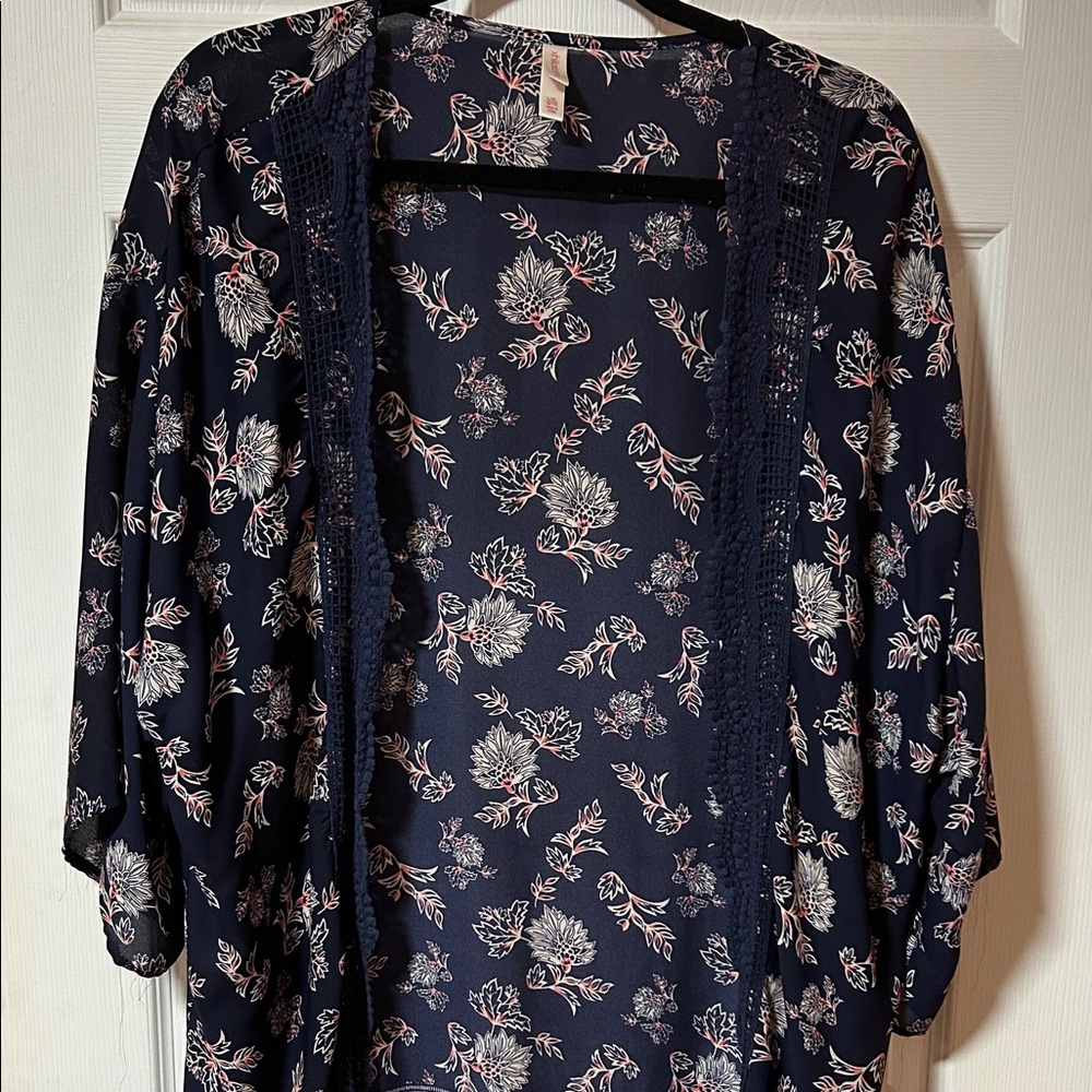 Xhilaration Navy Floral Blouse